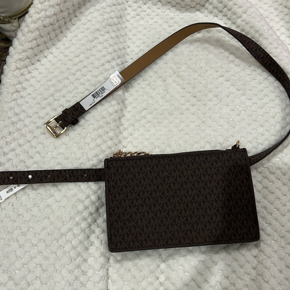 Michael Kors logo belt bag with gold chain